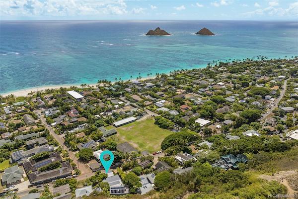 ハワイ不動産販売情報、ビーチ沿いの高級住宅地ラニカイにある